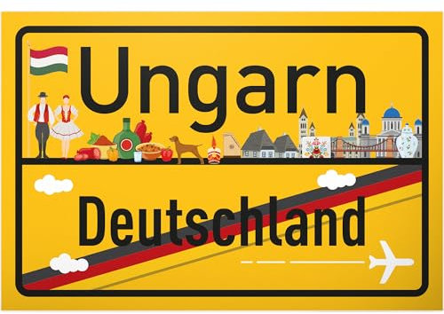 DankeDir! Ungarn Deutschland Ortsschild - Schild 30 x 20 cm - Geschenk Idee Gutschein Reise Urlaub Reisegutschein Männer & Frauen Geldgeschenk Abschiedskarte Geschenkidee Deko Karte