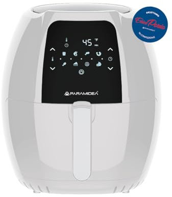 PYRAMIDEA Friggitrice ad Aria 8 L Display Digitale con Dispenser Spray Olio e Ricettario di Enrico Porzio colore Bianco AF812W