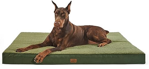 BEDSURE orthopädisches Hundebett Grosse Hunde - 137x111.5x10cm Hundekissen flauschig Hundematte waschbar Hundematratze in dunkelgrün für große Hunde