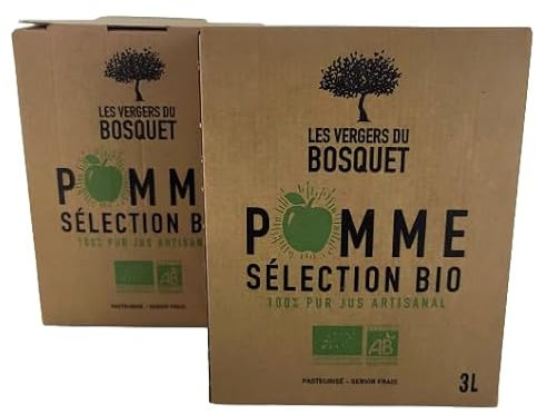 Pur Jus de Pomme Artisanal Origine France - 2 BIB de 3 litres soit 6 litres de Jus de Pommes