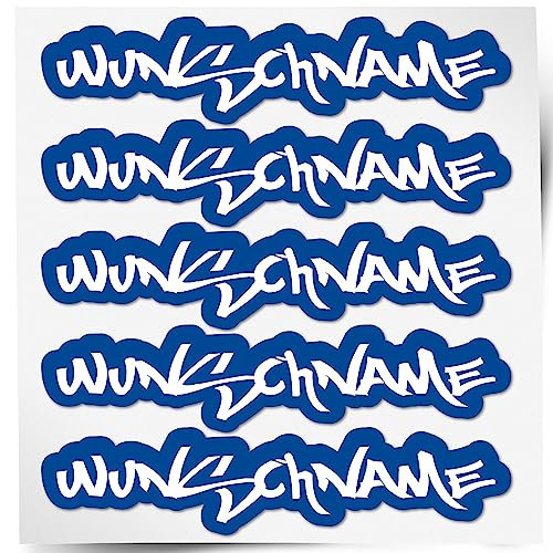 INDIGOS UG 50 Namensaufkleber Kinder Schule 50 mm breit - Freestyle - Graffiti - Kinder, Teenager, Jugendliche - Aufkleber selbst gestalten - personalisiert mit Wunschtext - Kindergarten, Sport