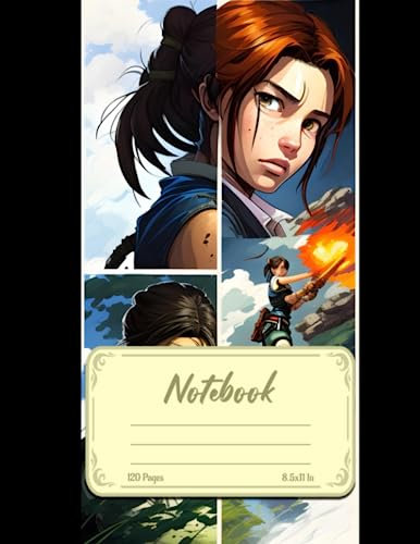 Lara Croft Tomb Raider Notebook: Natural Comic Book Style Line Art