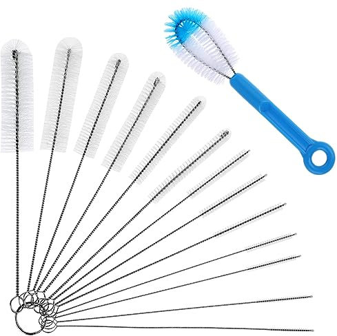 14PCS Bottle Brushes for Cleaning, Nylon Drinking Straw Cleaner Pipe Tube Cleaning Brushes Set Small Cleaning Brushes for Difficult Places to Reach
