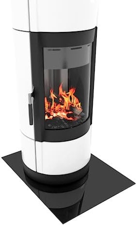 BIJON Funkenschutz-Platte Schwarz mit polierter Kante, Glasplatte Kaminofen, Kaminschutz mit ESG Sicherheitsglas, Kamin Glasplatte, Stärke 6mm Rechteck 60x90 cm oder 90x60 cm