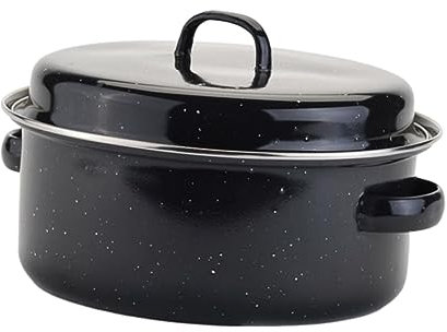 BESTonZON Rôtissoire Ronde Couverte Pour Rôtir Patates Douces Pommes De Terre Plat De Cuisson Avec Poignée Ergonomique Facile Nettoyage