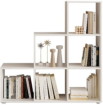 Stella Trading Luna Modernes Würfelregal Weiß, ideal für Faltboxen - Praktisches Raumteiler Regal mit 6 offenen Fächern - 112 x 114 x 35 cm