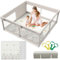 ZEEBABA Baby Laufgitter mit Matte, Zeebaba Laufstall Baby, 150x150cm, Sicher und Geräumig, Laufstall Baby mit Matratze, Atmungsaktives Netzdesign, Laufstall Baby für die Wohnung, Rutschfeste Basis