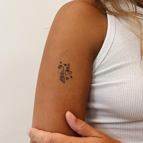 Inkster® Abstrakte Gesichter Tattoo | Temporäres Tattoo mit EU-Kosmetikzertifizierung | wasserfest + vegan | revolutionäres 2-Wochen-Tattoo | Fake Tattoos und Klebetattoos für Erwachsene