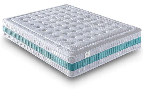 NATURELITS Taschenfederkern matratze 90 x 200 cm, wendbar, für Winter/Sommer, für Einzelbett, milbendicht und atmungsaktiv, Taschenfedern, mittel Härte, Grau, Serene Hybrid Höhe 30 cm