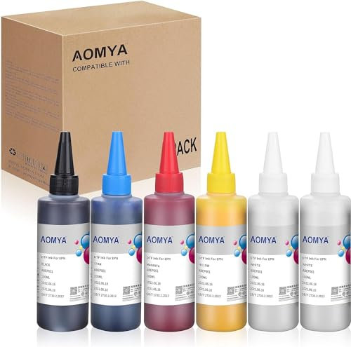 600ml DTF Tinte Premium DTF Wärmeübertragung Tinte Umwandlung Kit Nachfüllung kompatibel für Epsn ET8550, ET-8500, L1800, L805, XP-15000, R1390, R2000, R2400, P400, P800, alle DTF-Drucker, 100ml x 6