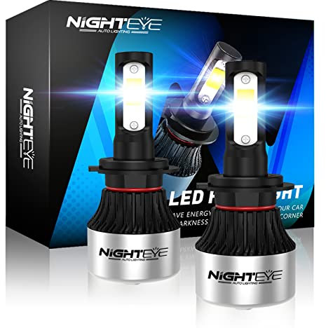 NIGHTEYE H7 Led Headlight Bulb 72W 9000LM,High Lumens LED Kit,6500K Cool White, IP68 Waterproof and Advanced Cooling System, Halogen Upgrade Replacement, Pack of 2 (H7)