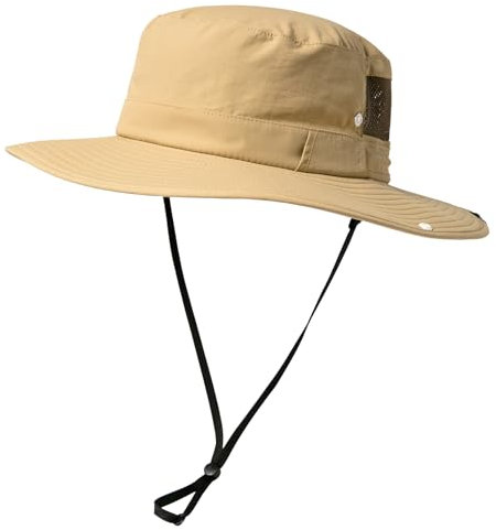 TOP-EX Herren UPF 50 Safarihut mit breiter Krempe und Sonnenbrillenhalter - UV-Schutz Fischerhut, Wasserdicht & Atmungsaktiv - Faltbarer Sonnenhut für Outdoor, Wandern, Camping, Angeln Khaki L/XL