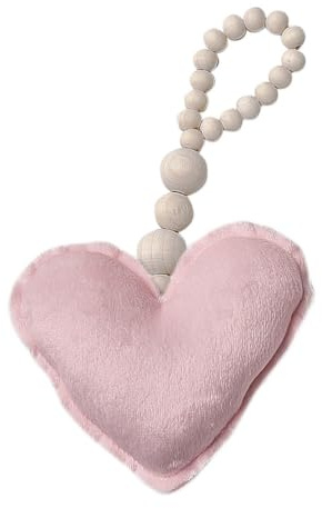 OUNONA Wooden Beaded Wall Decoration with Heart Pendant 8.27X4.33X1.18 Inch Natural Wooden Beads Garland Wall Decor for Living Room and Home Ornament