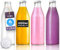 Glass Milk Bottles with Lids 1L - 4 Pack Reusable Milk Bottle for Beverages, Sauces, Storage Container and Decor - Leakproof Glass Bottles with Lids, Labels and Pen (White Lid)