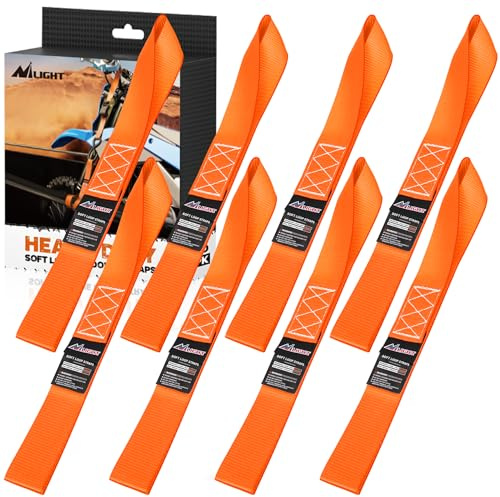 Nilight Soft Loop Motorrad-Spanngurte, 4, 3 x 4, 2 m, maximale Bruchfestigkeit, robuste Gurte zur Sicherung von ATV UTV Kajak Paddelboard Dirtbike Umzug Ladung Rasen- und Gartengeräte Orange 8