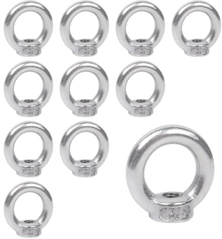 Ringmutter M5,12 Stück 304 Edelstahl Ringmuttern Gewinde Ösenmutter Ringschraube M6 Hardware Ringösen für Hebezubehör Ringmutter