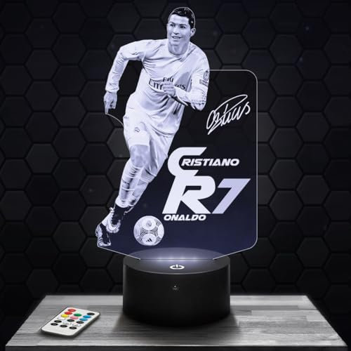 Lampephoto.fr - C. Ronaldo Real M 3D Lampe, Touch Nachtlicht, Fußballspieler Dekoration, Sammlerstück, Geschenkidee für Männer und Frauen, C. Ronaldo Real M Nachtlicht, 3D Led Illusion TOP