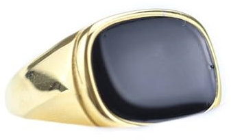 Bishilin Ring Herren Edelstahl, Ring Personalisiert 14MM mit Schwarz Stein Siegelring Partnerringe Personalisiert Männer Ringe Gold Gr.62 (19.7)