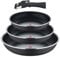 BERGNER, Set 4 pezzi padelle in alluminio pressato con manico staccabile e punto di calore, rivestimento ILAG Essential, antracite, compatibile con l'induzione