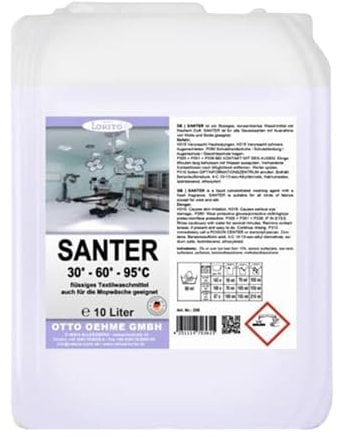 Lorito Santer Vollwaschmittel flüssig 10 L Vorteilspack, hochkonzentriert - Flüssigwaschmittel mit Frischeduft, bis zu 333 Waschladungen 30-50 ml Dosierung, Ideal zum Waschen bei 30°C bis 95°C
