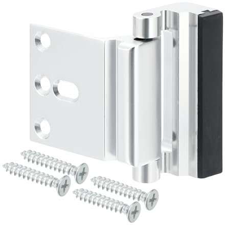 PATIKIL Home Security Door Lock, 3 Stop Door Reinforcement Lock Withstand 800 Lbs High-Security Aluminum Door Latch Stopper with Screws for Home Safety Privacy, Silver