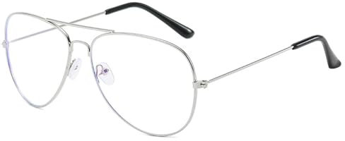 Klassische kurzsichtige Entfernung Brille Metallrahmen klare Linse Myopie Brille für Männer Frauen (Silber, -300, Dioptrien)