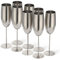 Oak & Steel - 8 elegante Edelstahl Silber Champagner Prosecco Gläser, 285ml - unzerbrechliches Glas Geschenkset für Hochzeit, Jahrestag, Geburtstag Party