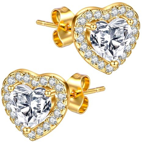1 Paar Ohrstecker Silber 925, 14K Vergoldete Ohrringe Damen Hypoallergen Cubic Zirkonia Ohrstecker Set ohrringe Silber 925 Stecker, Ohrstecker Gold für Damen Mädchen