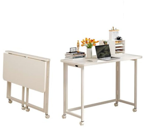 HGTRH Mobile Work Table, Writing Study Desk Home Office Desk Over Bed Table Computer Workstations Foldable Table Pc/Laptop Desk Table C Shape Gaming Desk Simple Assembly 120x60cm