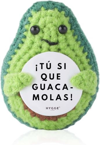 HYGGELAND Regalo Motivador Regalo Original y Divertido Aguacate Positivo en Español Idea Graciosa Cumpleaños Hombre Mujer Pareja Adolescente Colega Oficina Peluche Inusual Muñeco de Humor y Motivació