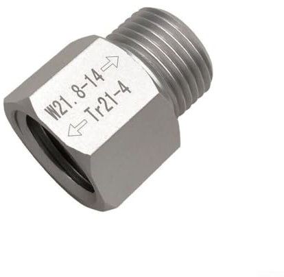Adaptateur de bouteille de gaz en aluminium T21-4 vers W21.8-14 pour réservoirs SodaStream compatible avec les régulateurs de pression standard Design anti-fuite