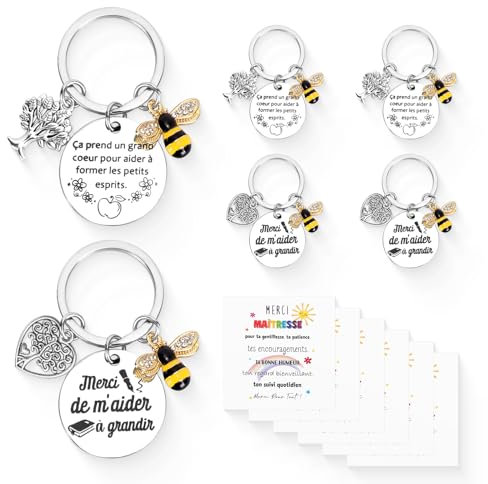 GADITIEK Porte Clef Merci Maitresse d'École, Idee Cadeau Maitresse d'École Fin d'Année,Cadeau Merci Maitresse (abeille)