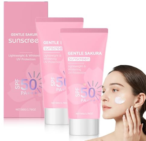 Gentle Sakura Sunscreen SPF 50 PA+++, Gesicht und Körper Sonnenschutz, Sakura Sonnencreme Gesicht, Lightweigt & Whitening, Hoher Schutz UV für Gesicht und Körper, für alle Hauttypen (2)