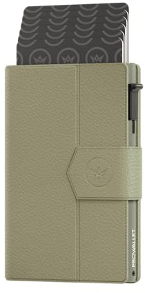 ProWallet Kartenetui Plus Schwarz – 8 Karten, Scheine und Münzen – Kartenetui mit Reißverschluss – RFID – Kleines Kreditkartenetui – Stilvolle Geldbörse – Herren & Damen - Slim Wallet (Pebble Grün)