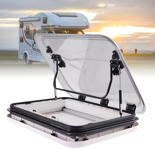 TREEYX Caravan Roof Vent, Skylight Large Caravan Camper Roof Window Vent, RV Motorhome Skylight Roof Vent with Net and Visor, Suitable for Trailer Conversion Vehicle ()