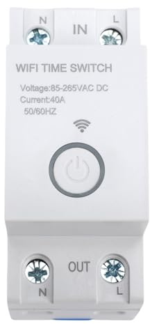 Hyuduo Minuterie WiFi, 2P 40A, Minuterie Intelligente, Commande Vocale, Télécommande Programmable avec Bluetooth pour Chauffe-eau Domestique, Pompe de Piscine, CVC