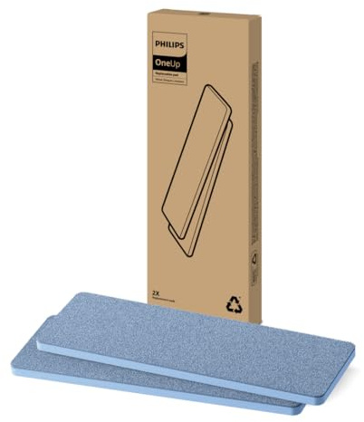 Philips Original OneUp Ersatzpad 2er Set für Holz, Parkett & Linoleum – Saugt Schmutzwasser auf & wischt mit sauberem Wasser – Wiederverwendbar bis zu 6 Monate (XV1884/20) | Parkett & Linoleum, bis zu 6 Monate nutzbar, Doppelpack, wischt mit sauberem Wasser (XV1884/20)