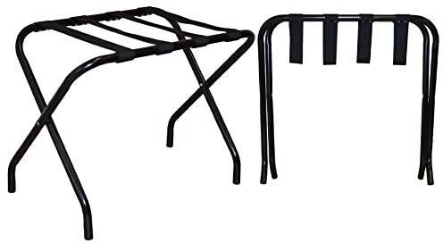 Harbour Housewares 2X Noir Pliant Porte-Bagages en Métal - Portable Pliable Niveau Unique Maison Chambre Valise Voyage Coffre Support de Stockage