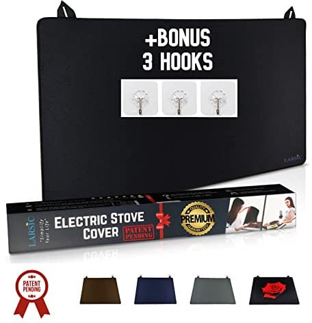 Larsic Hob Foldable Cover Protector for Induction Ceramic Electric Glass Hob Cover Protecting Cooker Top from Scratches Dirt Anti Slip, Waterproof, Gives Extra Work and Storage Space – Beige 91x53 cm