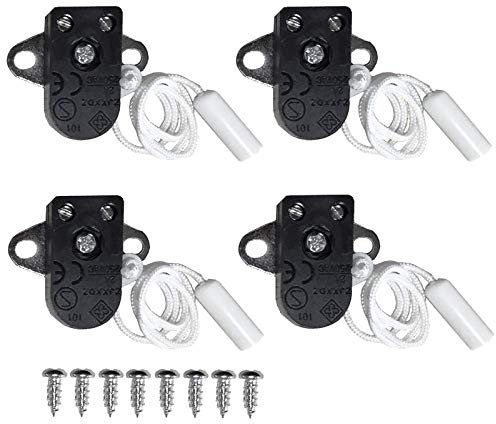 YGSAT 4 Pack Mini Interrupteur à Tirette Lnterrupteur à Tirette Avec Enclenchement Marche-arrêt Manuel - 2 A, 250 V CA/Noir
