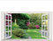 Flores Verdes Jardín Paisaje 3D Ventana Falsa Vinilo Pegatinas De Pared Dormitorio Sala De Estar Decoración Paisaje Papel Pintado Grande