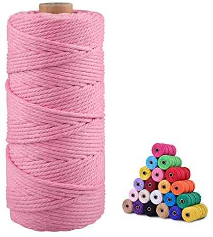 jijAcraft 3MM Pink Macrame Cord, 100M Cotton String Twine for Crafts, Graden String Cotton Rope for DIY Crafts Wall Hanging Plant Hanger Knitting Bundling Wrapping