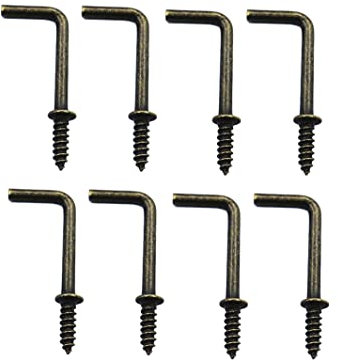 IDEALSV Ganchos de latón antiguo de 7/8 pulgadas, 1 forma de L, de bronce vintage, 7 en ángulo recto (paquete de 40)