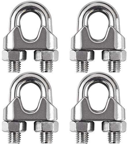 Cozihom 1/2 Zoll M12 Drahtseilklemme Klemme 304 Edelstahl U-Bolzen Sattelbefestigung 4 Packungen