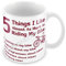 Five Things I Like Almost As Much As Riding My Bike Novelty Ceramic White 11oz (Red) Gift Mug by FT