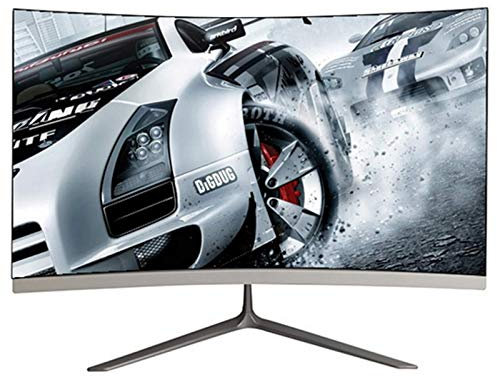 GAOLIGUO 24-Inch Curved Monitor, LED Monitor, 75Hz Full HD (1920 x 1080) IPS Computer Monitor, Frameless, Built-In Speakers, HDMI & VGA Ports, 1ms,White