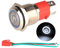 GUUZI 220V-230V / 15A Interruptor de Botón de Enclavamiento NO, Impermeable Luz LED Blanca Iluminada Botón de Encendido de Metal de 16 mm con Cable de Enchufe