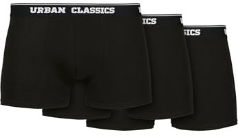 Urban Classics Organic Boxer Shorts 3-Pack – Herren Boxershorts aus Bio-Baumwolle mit Elastikbund und Branding, komfortable Passform, Black+Black+Black, L