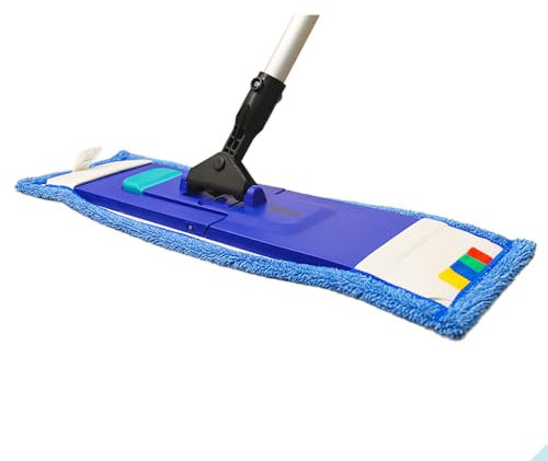 Set di mocio, 3 pezzi, 50 cm, supporto pieghevole + panno + manico in alluminio (5 pezzi, folletto in microfibra)