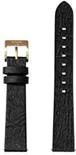 Nixon Pineapple Wechselarmband für Uhren mit 16 mm Abstand aus veganem Ananas-Leder in der Farbe Schwarz mit Edelstahlschließe und Armbandöse, BA002-000-00